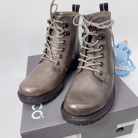 ECCO Elaina 202153 01375 Women’s Leather Lace Up Ankle Boots Warm Grey 36 5 5.5 - Picture 3 of 13